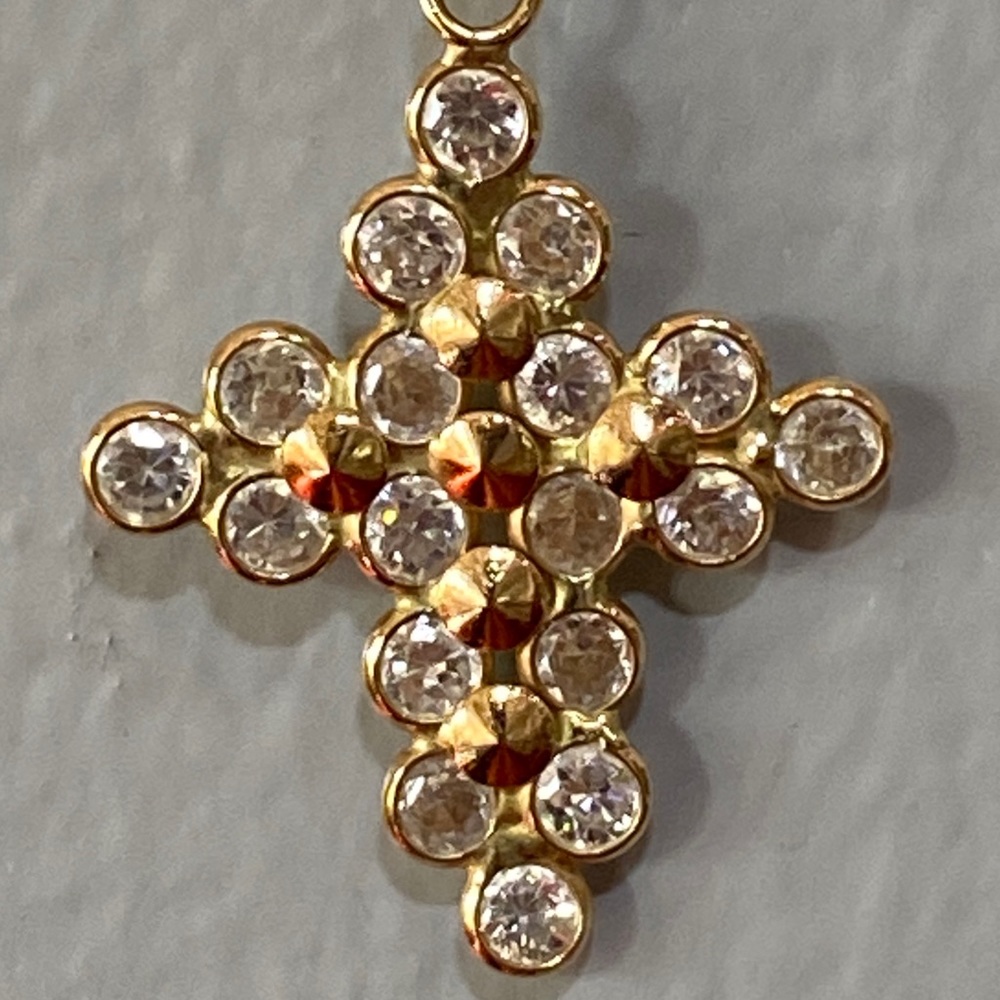 18k Gold and Crystal Cross